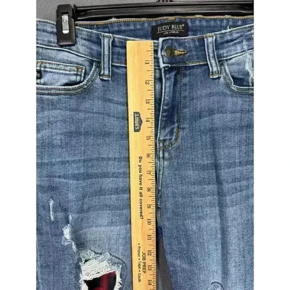 Judy Blue Skinny Fit Jeans Womens Size 7/28 Buffalo Plaid Distressed JB82167MD - Picture 10 of 12